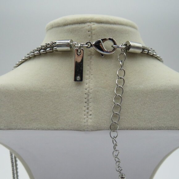 WHBM Silver Tone Multi Strand Y Necklace Tassel Pendant Adjustable Women Jewelry - Picture 7 of 10